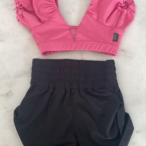 Tiger Friday Bubble Gum Pink Top + Black Shorts